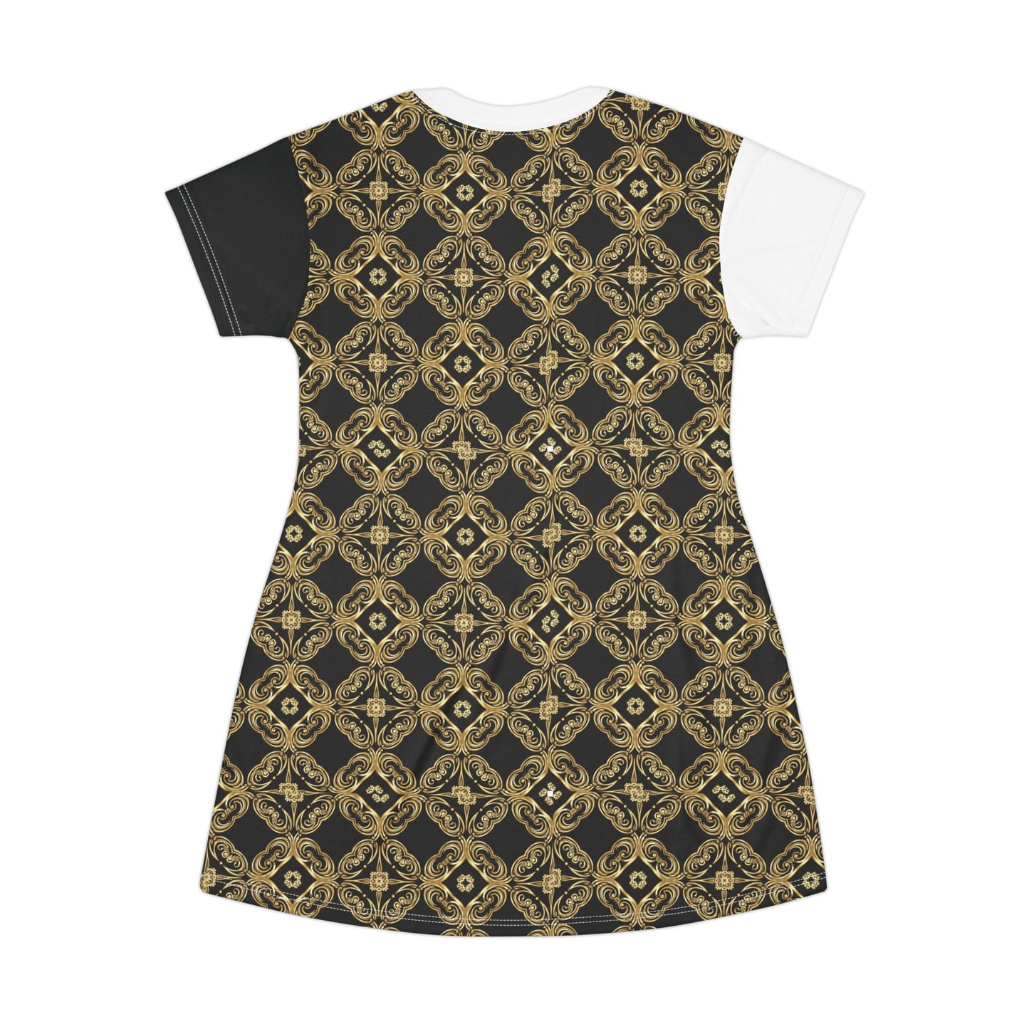 Vintage Gold Damask T-Shirt Dress – Baroque Floral