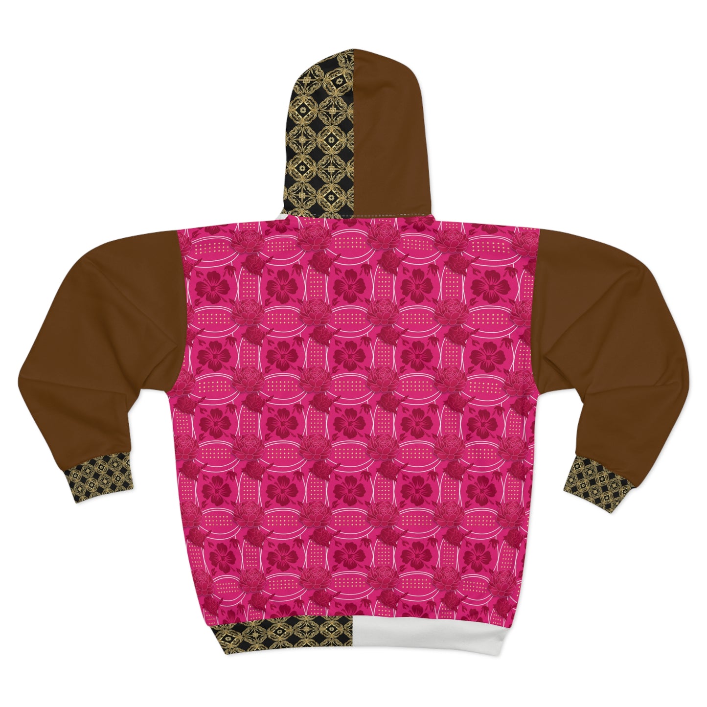 Essenciera Pink & Brown Geo Zip Hoodie — Bold Graphic Unisex
