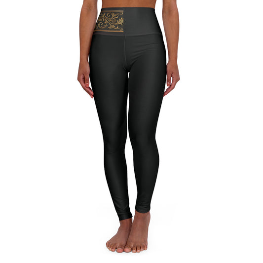 Black on Black Baroque Two-Tone High-Waist Yoga Leggings