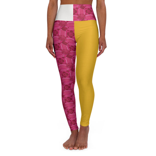 Yehlish Essenciera Floral Two-Tone High-Waist Yoga Leggings