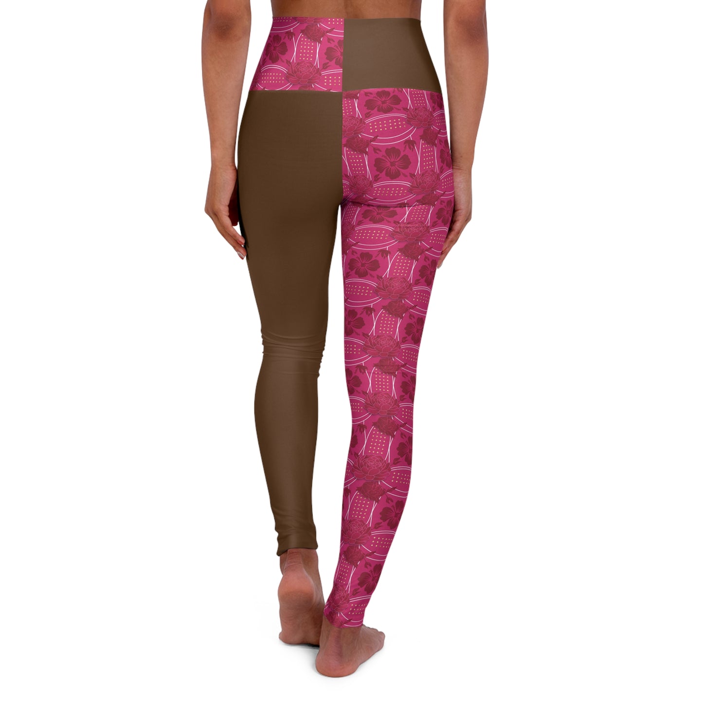 Essenciera Brownee & Floral Two-Tone High-Waist Yoga Leggings