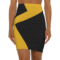 Yehlish & Black Geometric Mid‑Waist Pencil Skirt