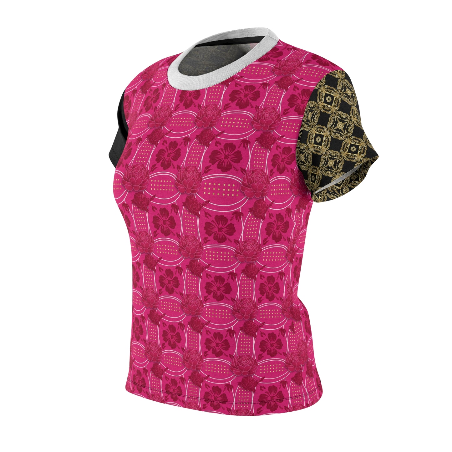 Women's Pink Floral Mosaic Cut & Sew Tee — Essenciera