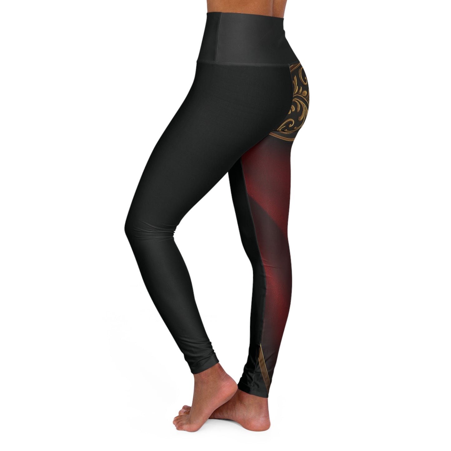 Black on Black Baroque Two-Tone High-Waist Yoga Leggings