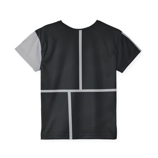 Wavie Grey Kids Jersey — Red Floral Geometric Sports Tee