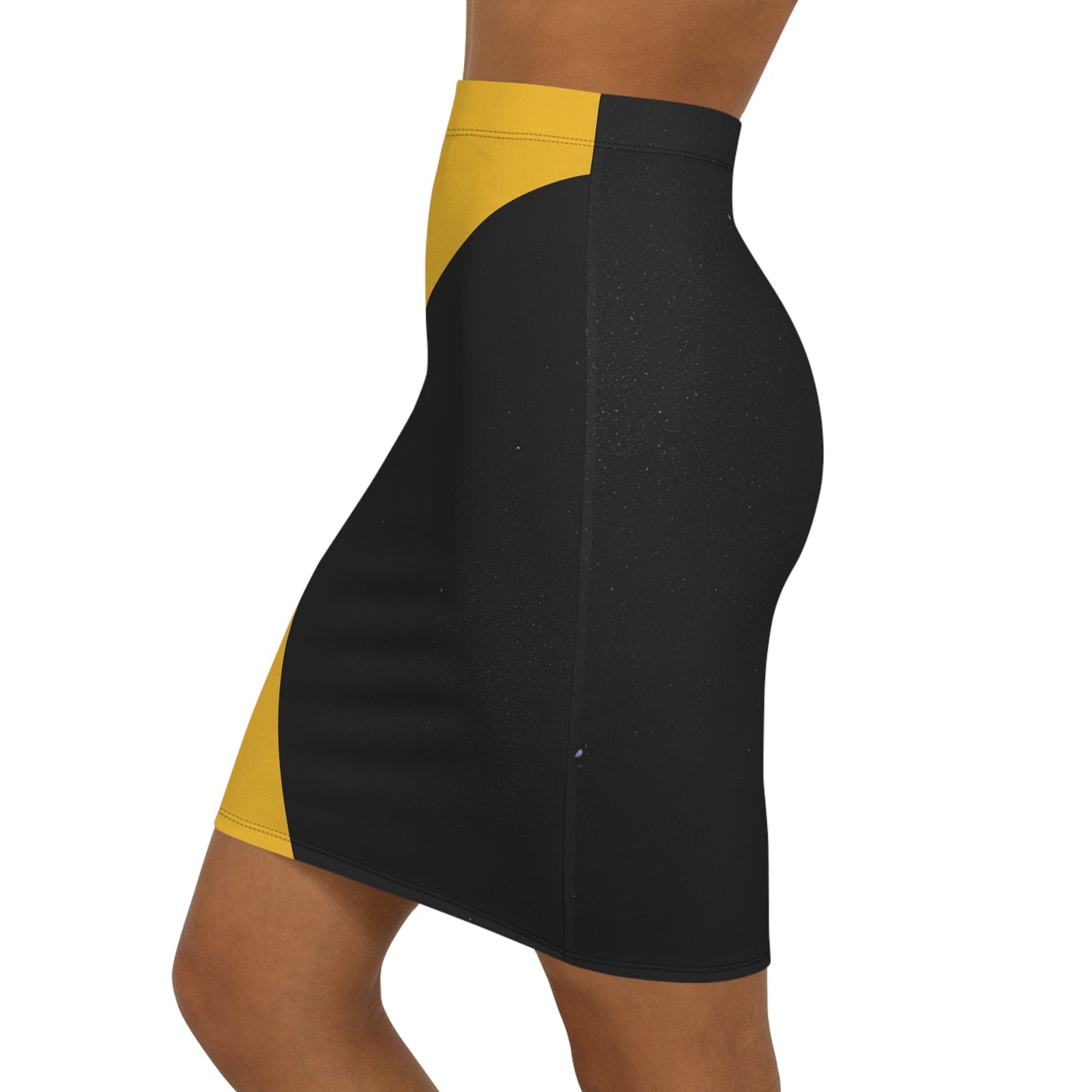 Yehlish & Black Geometric Mid‑Waist Pencil Skirt