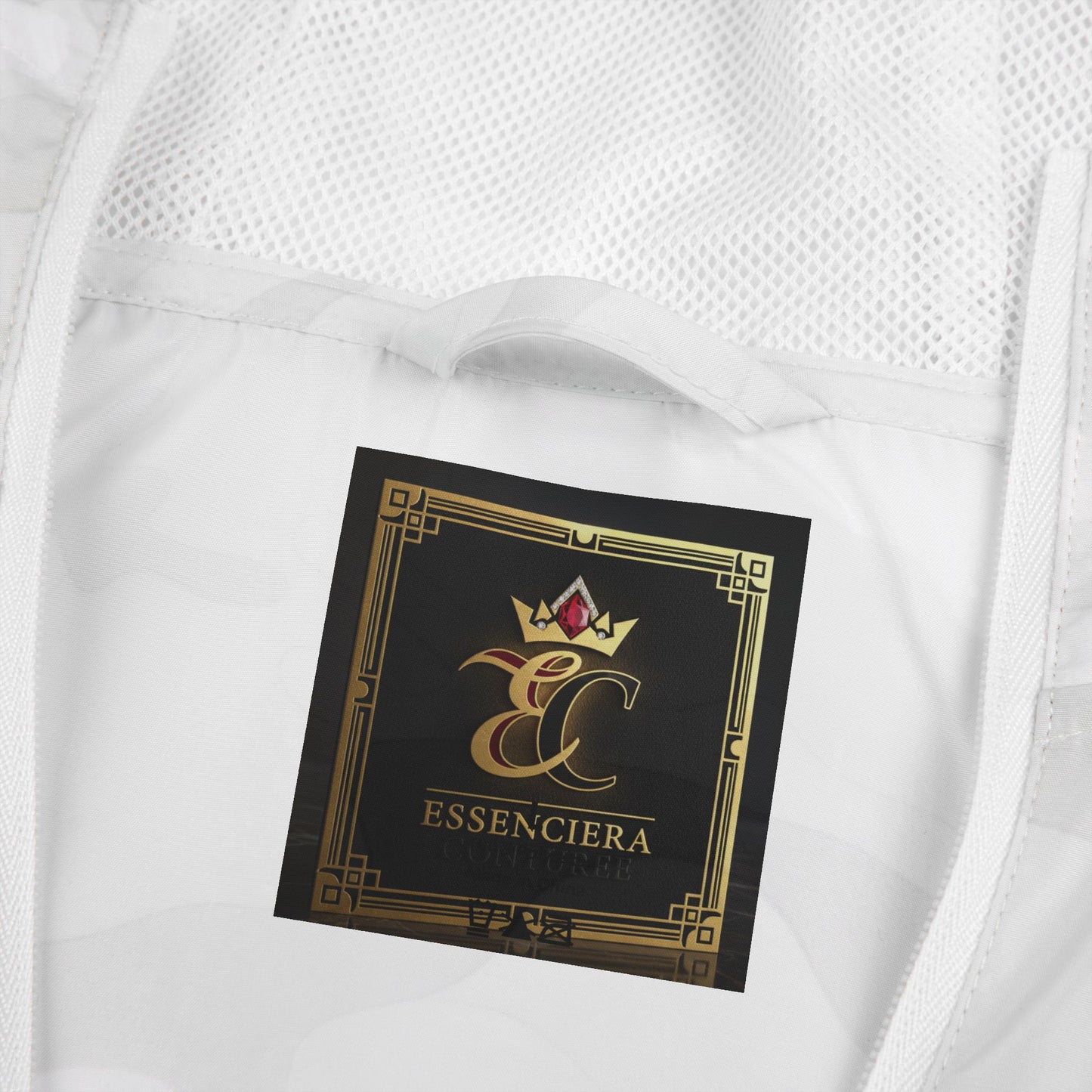 (White) Unisex Geometric Gold Tile Windbreaker Jacket