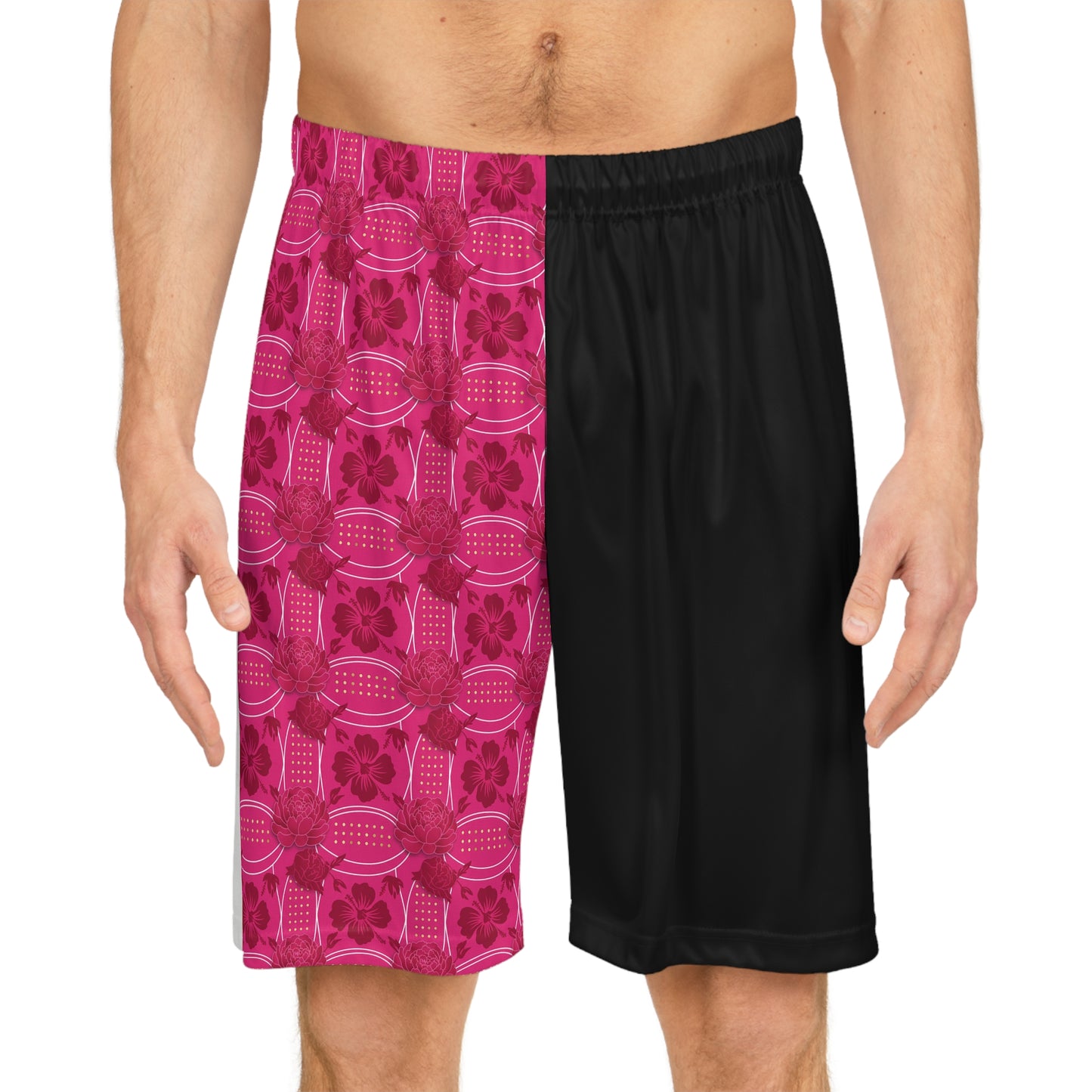 Half-and-Half Patterned Basketball Shorts — Bold Two-Tone Athletic Shorts (US Made & Shipped from)