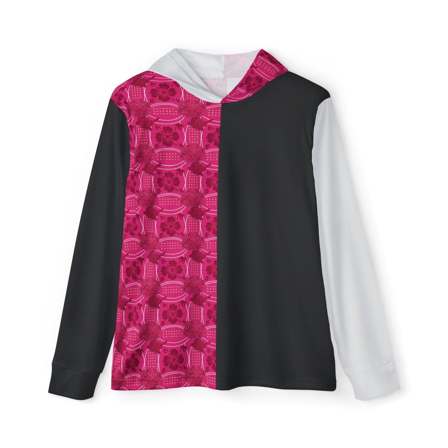 Essenciera Men's Pink Geo Panel Hoodie — Athletic Warmup Pullover