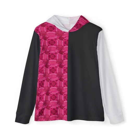 Essenciera Men's Pink Geo Panel Hoodie — Athletic Warmup Pullover
