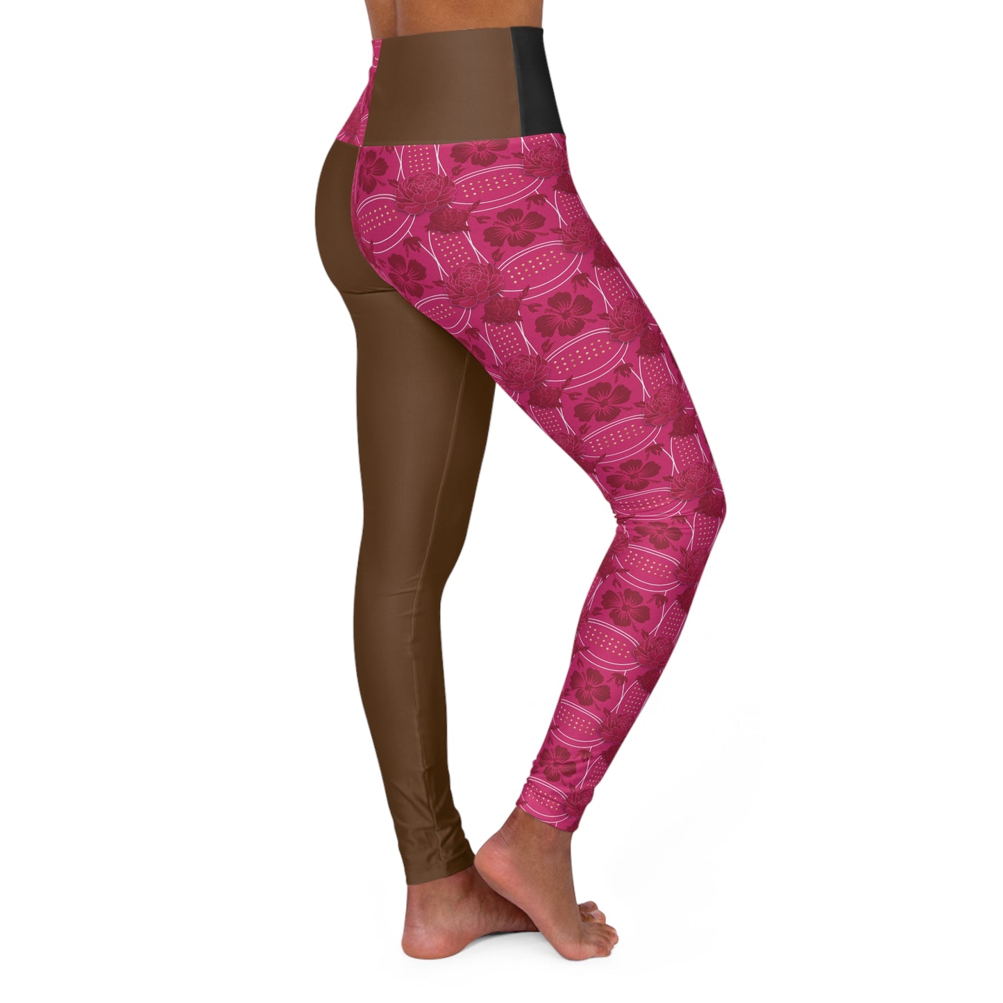 Essenciera Brownee & Floral Two-Tone High-Waist Yoga Leggings