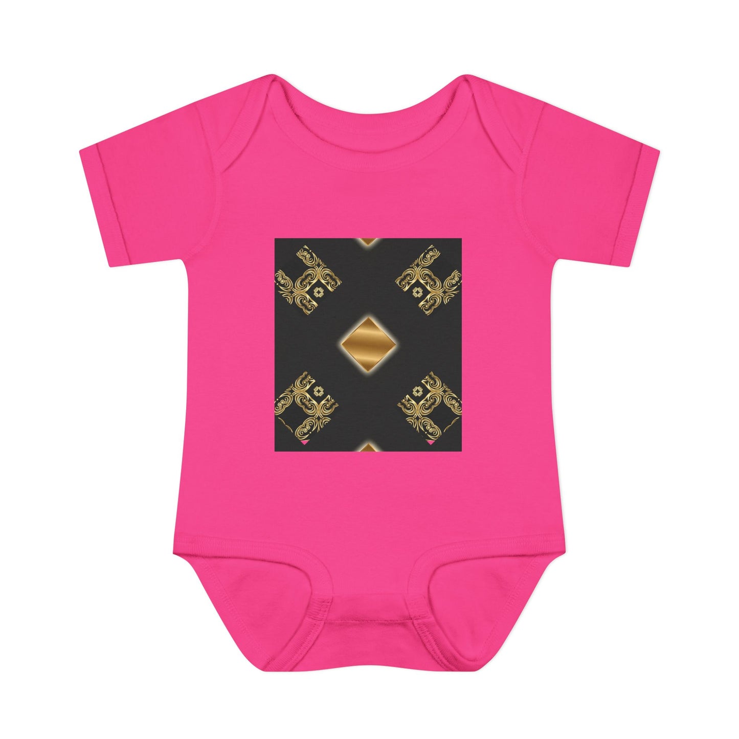 Gold Geometric Diamond Infant Bodysuit - Modern Tribal Pattern Baby Onesie