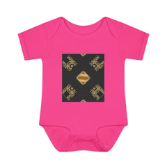Gold Geometric Diamond Infant Bodysuit - Modern Tribal Pattern Baby Onesie