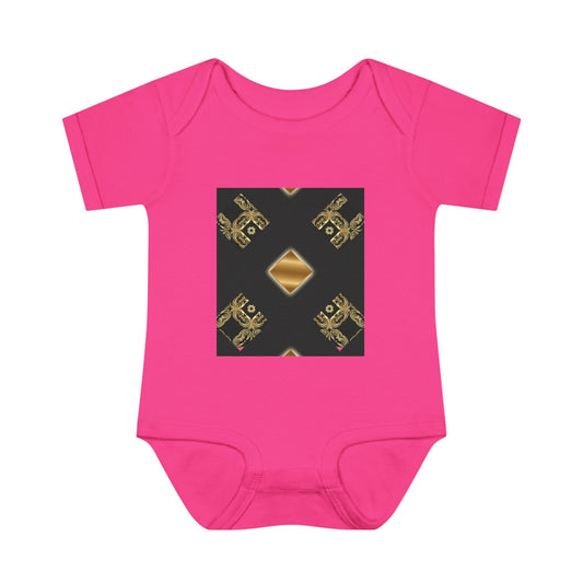 Gold Geometric Diamond Infant Bodysuit - Modern Tribal Pattern Baby Onesie