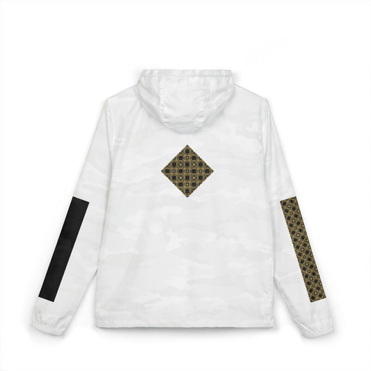 (White) Unisex Geometric Gold Tile Windbreaker Jacket