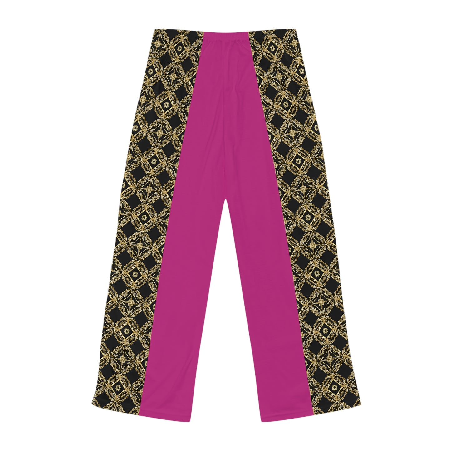 Essenciera Women's Pajama Pants — Gold Baroque Pattern & Solid Lounge Trousers