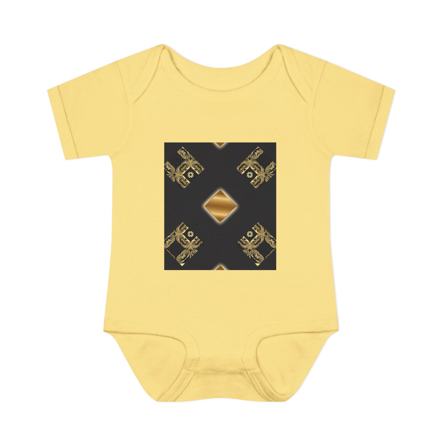 Gold Geometric Diamond Infant Bodysuit - Modern Tribal Pattern Baby Onesie