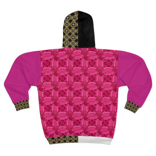 Essenciera Pink Geo Zip Hoodie — Bold Graphic Unisex