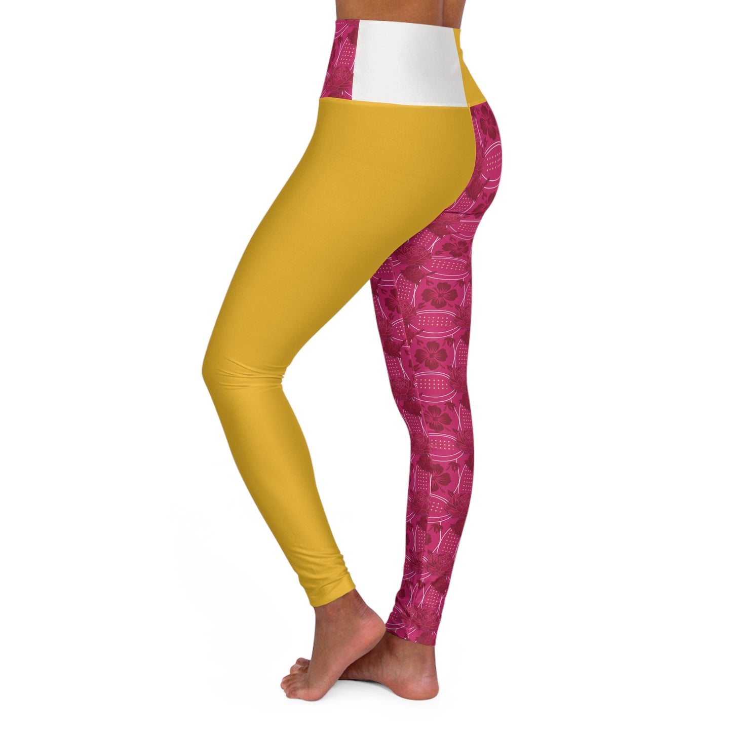 Yehlish Essenciera Floral Two-Tone High-Waist Yoga Leggings