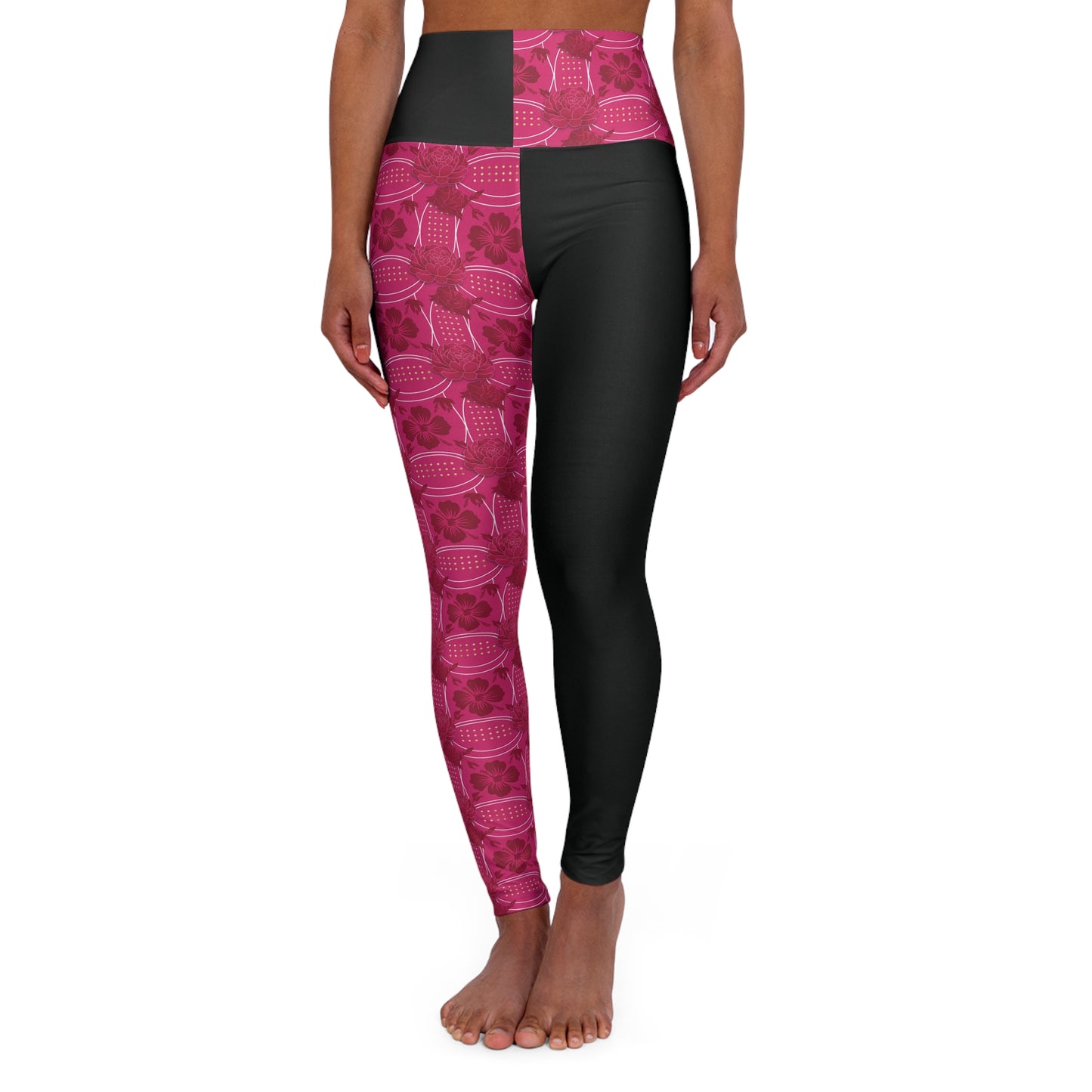 Essenciera Floral Two-Tone High-Waist Yoga Leggings
