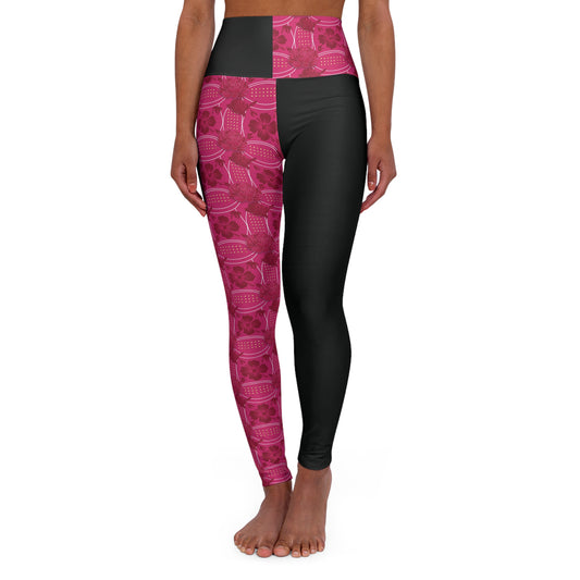 Essenciera Floral Two-Tone High-Waist Yoga Leggings