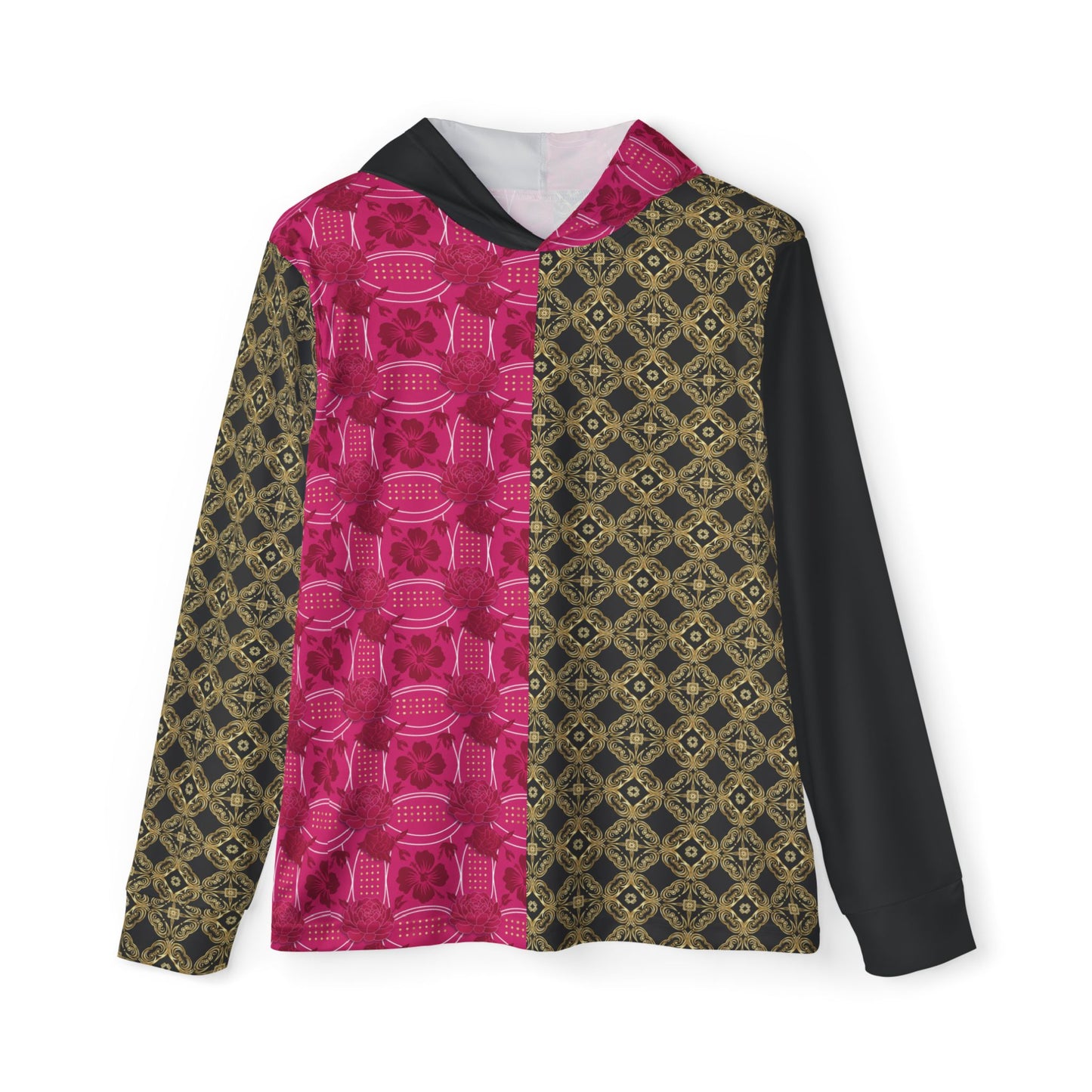 Essenciera  Pink Geo Panel Hoodie — Athletic Warmup Pullover