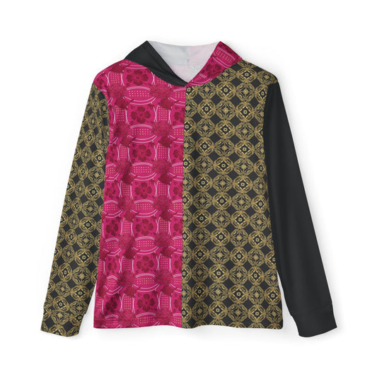 Essenciera  Pink Geo Panel Hoodie — Athletic Warmup Pullover