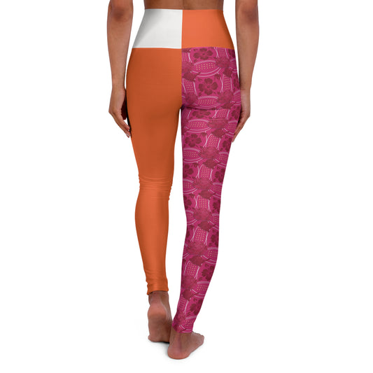 Essenciera OrangeAide & Floral Two-Tone High-Waist Yoga Leggings