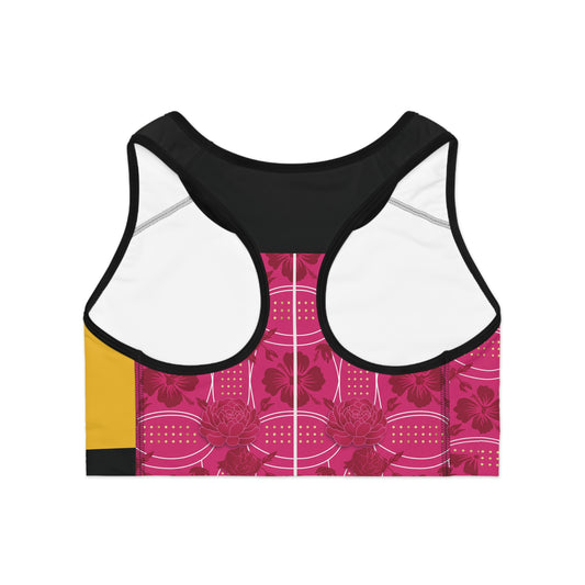 Yehlish & Pink  Elegant  Sports Bra — Luxe Athletic Crop with Ornate Accent