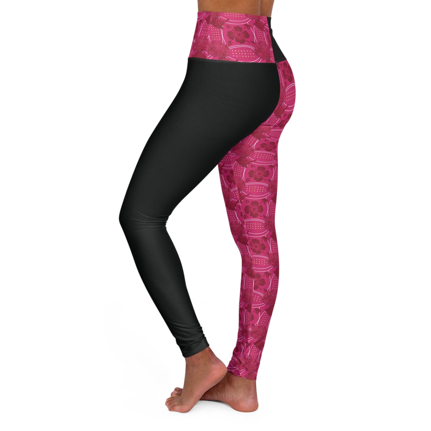 Essenciera Floral Two-Tone High-Waist Yoga Leggings