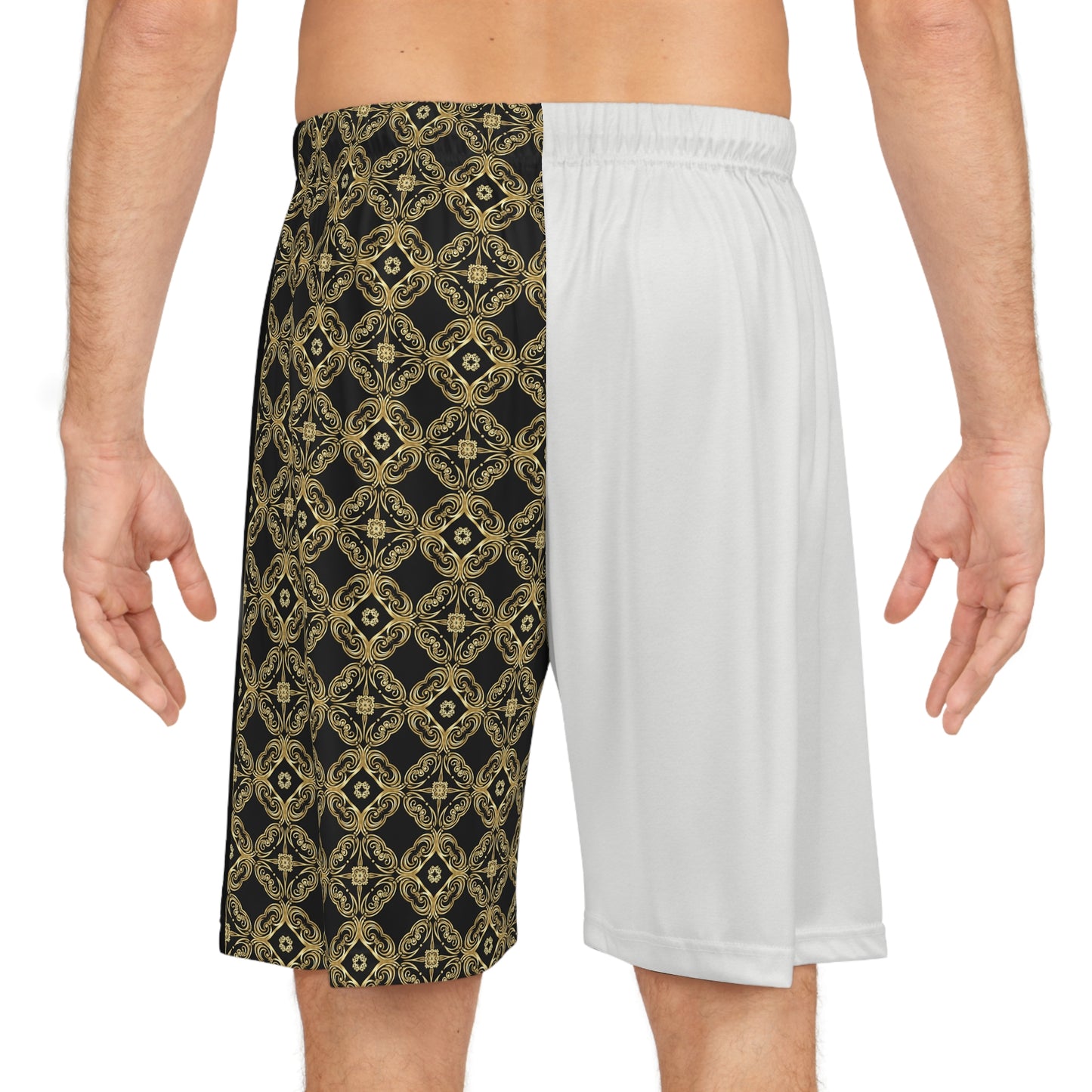 Half-and-Half Patterned Basketball Shorts — Bold Two-Tone Athletic Shorts (US Made & Shipped from)