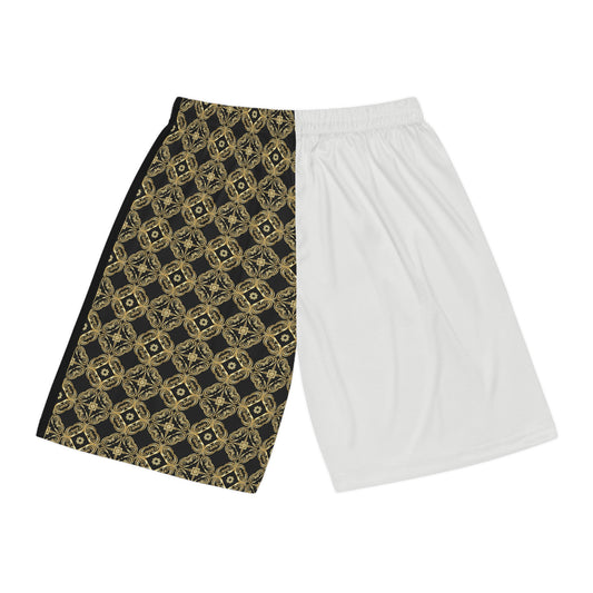 Half-and-Half Patterned Basketball Shorts — Bold Two-Tone Athletic Shorts (US Made & Shipped from)