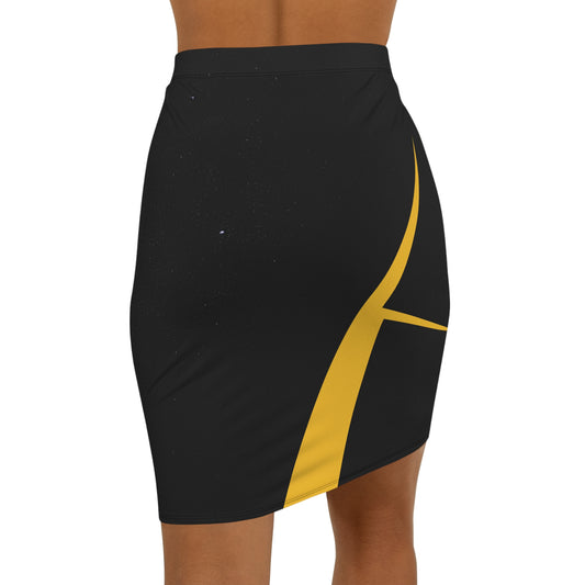 Yehlish & Black Geometric Mid‑Waist Pencil Skirt