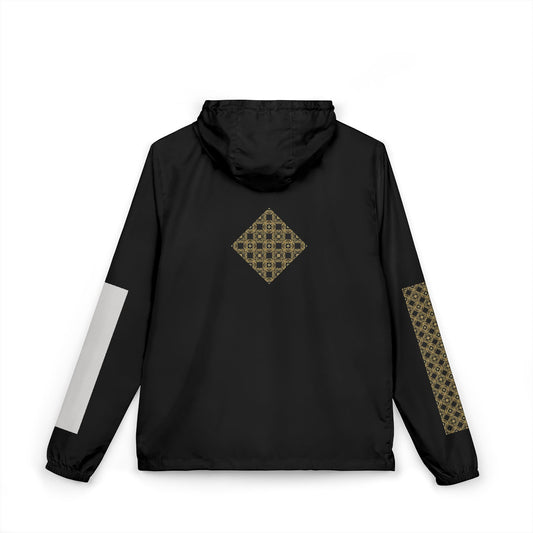 Essenciera  (Black) Unisex Geometric Gold Tile Windbreaker Jacket