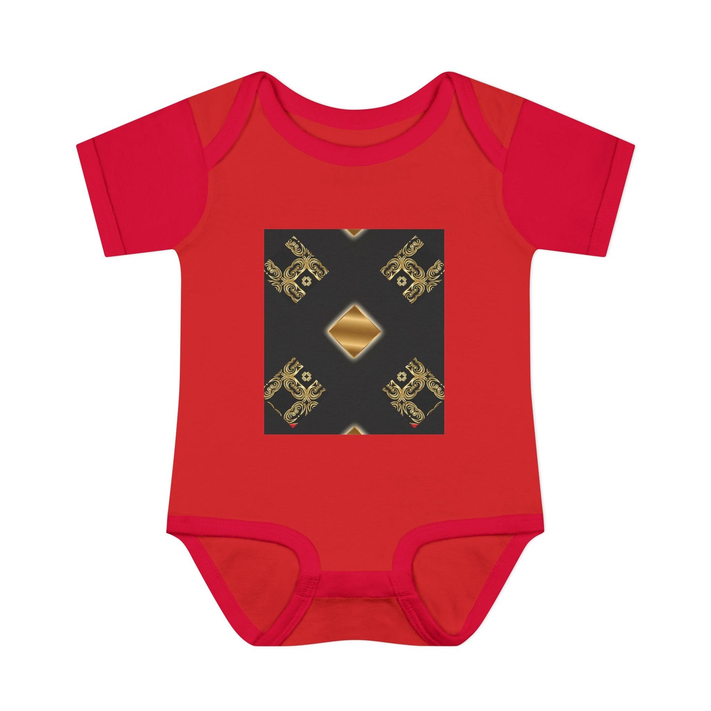 Gold Geometric Diamond Infant Bodysuit - Modern Tribal Pattern Baby Onesie