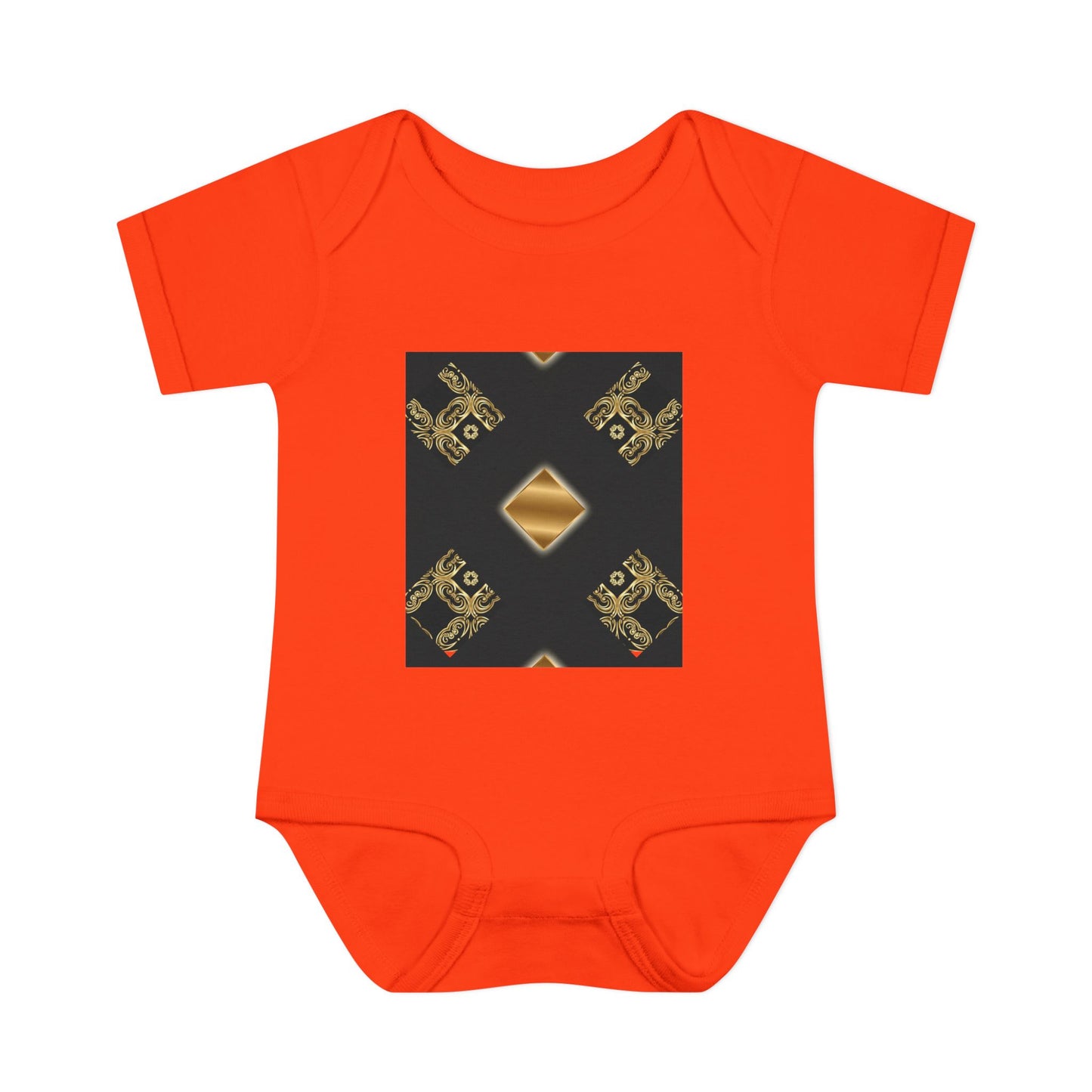 Gold Geometric Diamond Infant Bodysuit - Modern Tribal Pattern Baby Onesie
