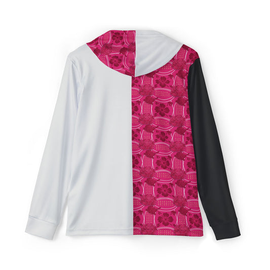 Essenciera Men's Pink Geo Panel Hoodie — Athletic Warmup Pullover