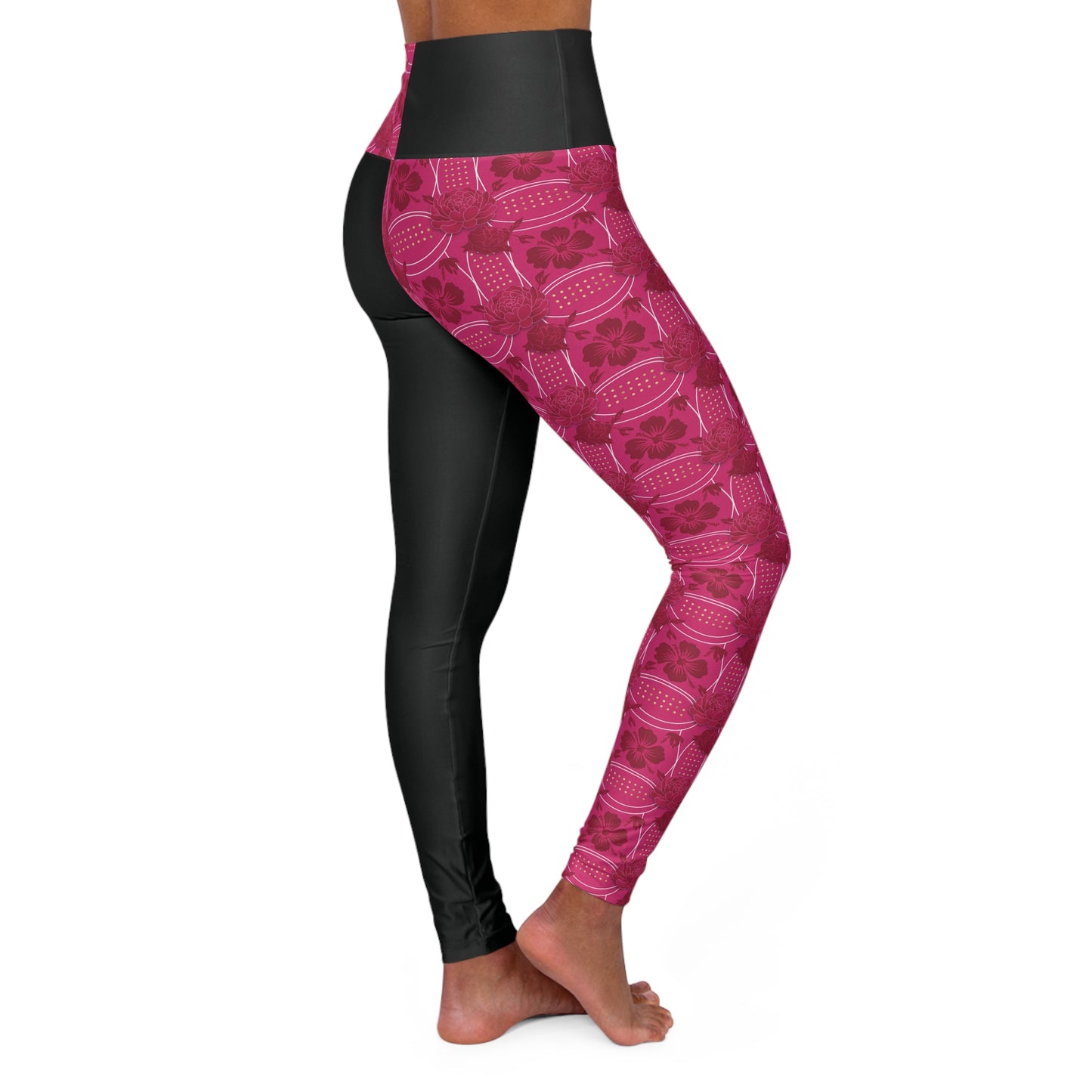 Essenciera Floral Two-Tone High-Waist Yoga Leggings