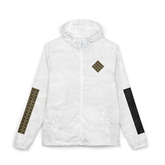 (White) Unisex Geometric Gold Tile Windbreaker Jacket