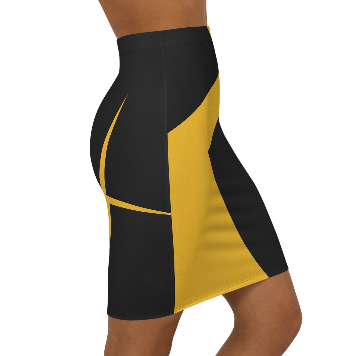 Yehlish & Black Geometric Mid‑Waist Pencil Skirt