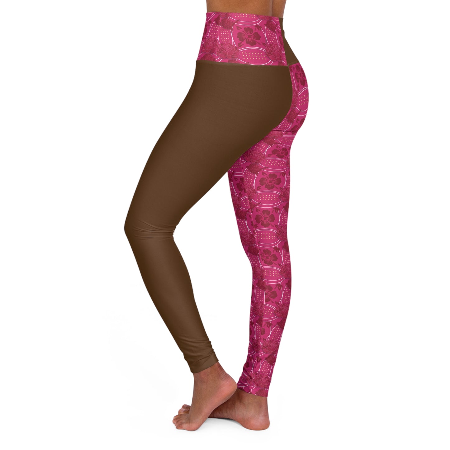 Essenciera Brownee & Floral Two-Tone High-Waist Yoga Leggings