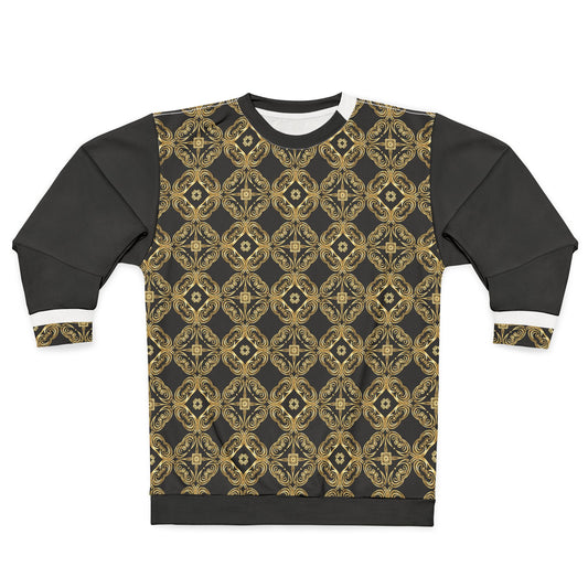 (Unisex) Gold Damask Pattern Sweatshirt —  Essenciera Vintage Baroque