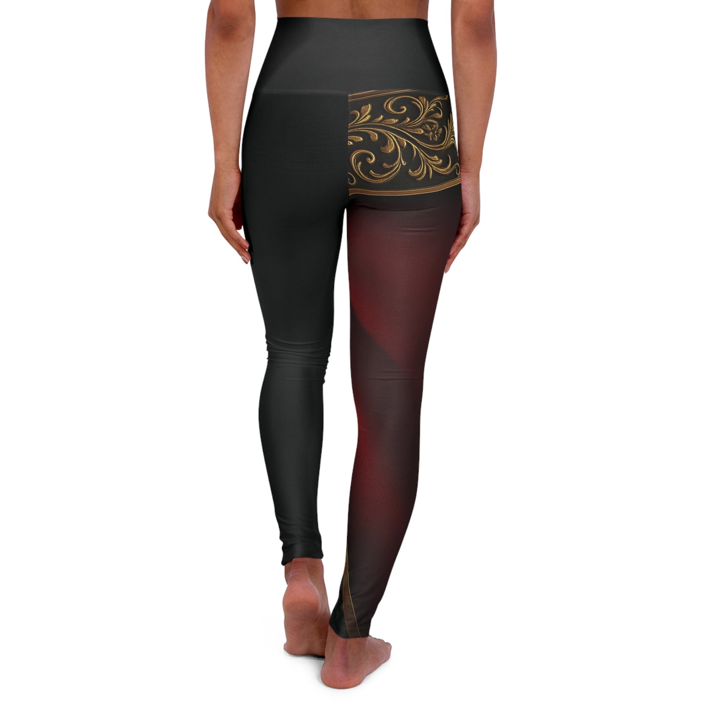 Black on Black Baroque Two-Tone High-Waist Yoga Leggings