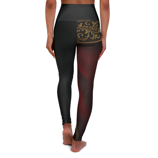 Black on Black Baroque Two-Tone High-Waist Yoga Leggings