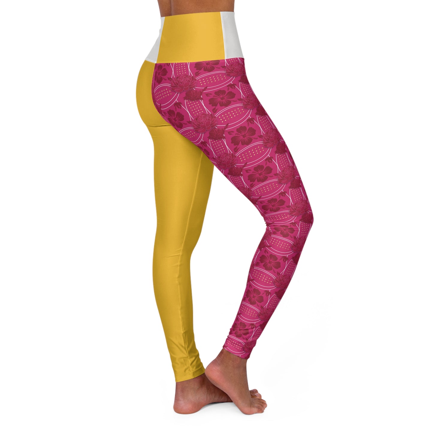 Yehlish Essenciera Floral Two-Tone High-Waist Yoga Leggings