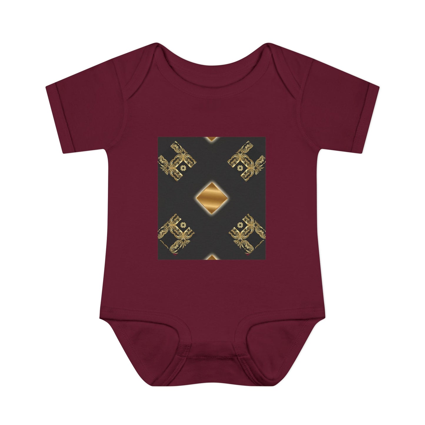 Gold Geometric Diamond Infant Bodysuit - Modern Tribal Pattern Baby Onesie