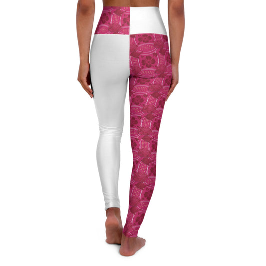 Essenciera White & Floral Two-Tone High-Waist Yoga Leggings