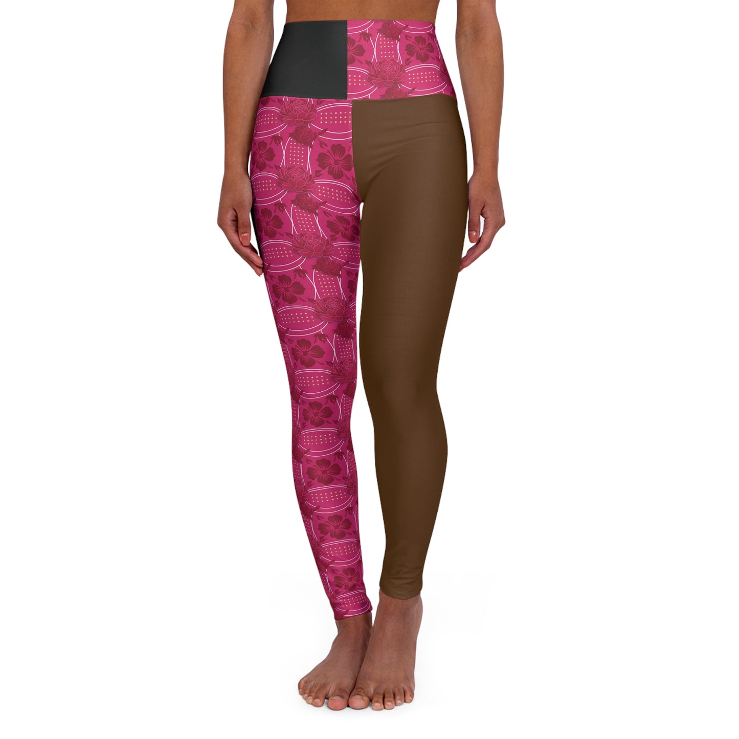 Essenciera Brownee & Floral Two-Tone High-Waist Yoga Leggings