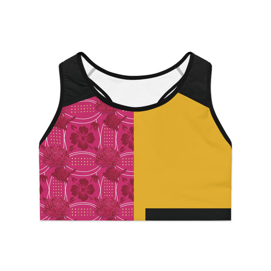 Yehlish & Pink  Elegant  Sports Bra — Luxe Athletic Crop with Ornate Accent