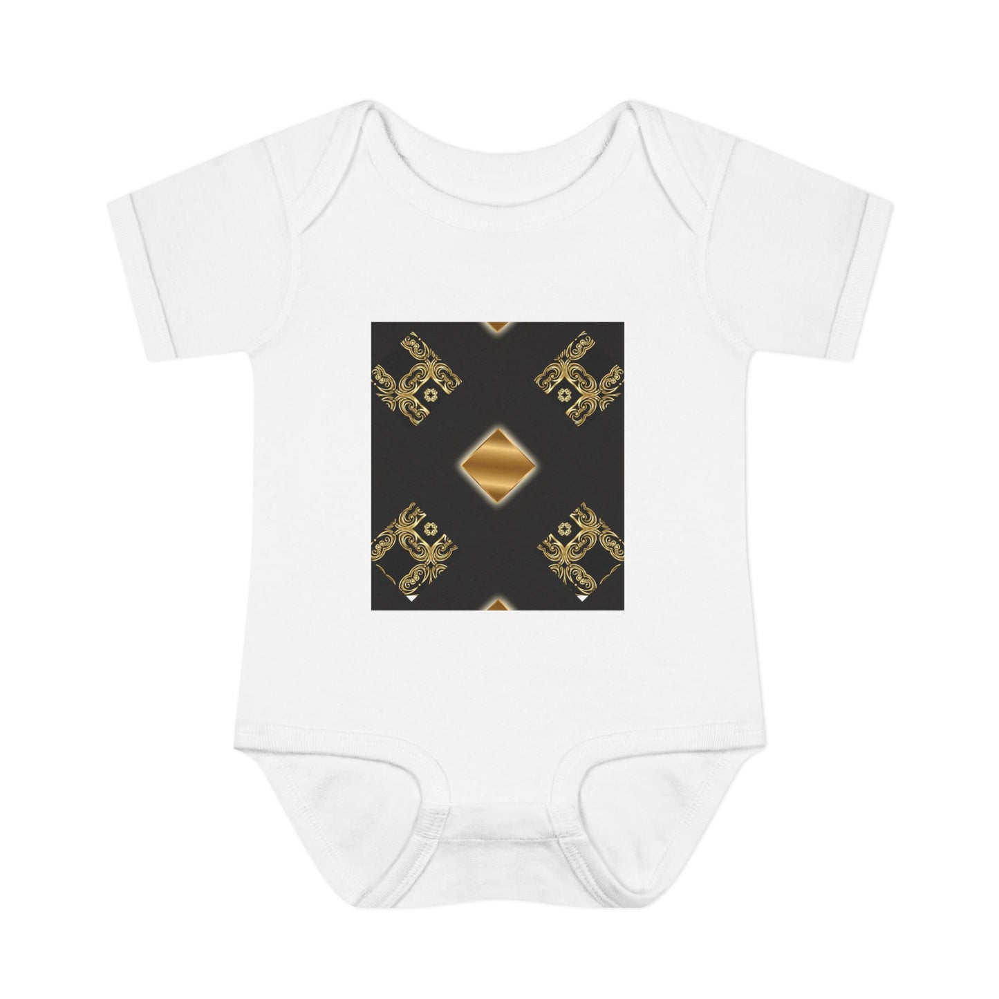 Gold Geometric Diamond Infant Bodysuit - Modern Tribal Pattern Baby Onesie